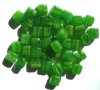 40 8x9mm Green Yellow Marble Cube Beads